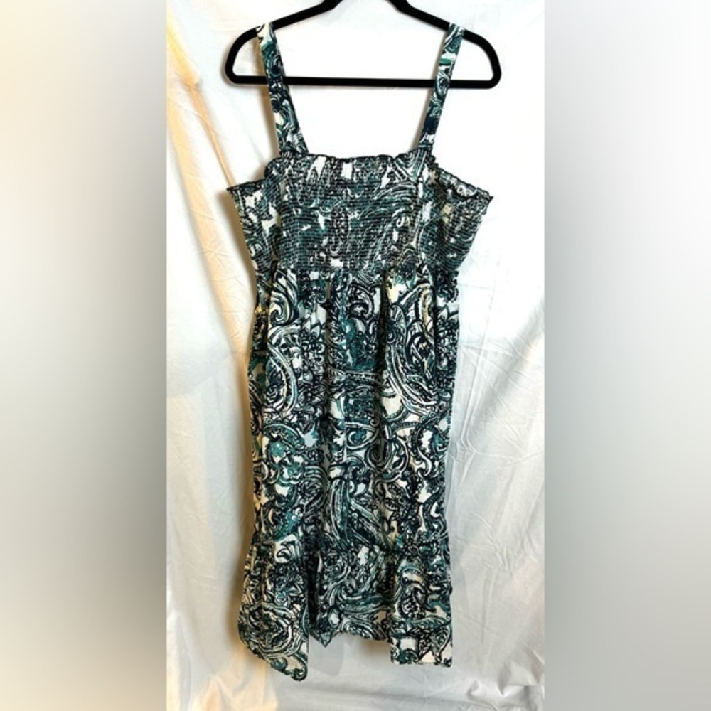 Tommy Hilfiger Teal and White Paisley Midi Dress